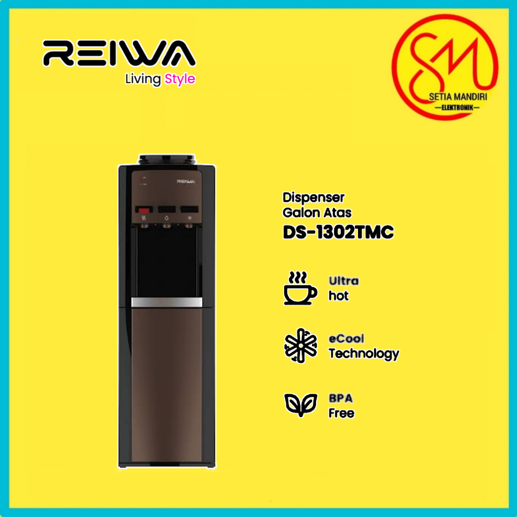 REIWA Dispenser Galon Atas DS-1302 BPA Free Material Panas Dingin Normal