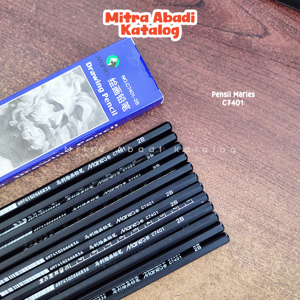 

(1 PCS) PENSIL MARIES C7401 / 2H, HB, B, 2B, 3B, 4B, 5B, 6B, 7B, 8B sketch pencil kayu arang pena original menulis graphite gambar menggambar sket anak alat tulis sekolah kuliah atk kantor stationery murah / mitra abadi katalog jogja