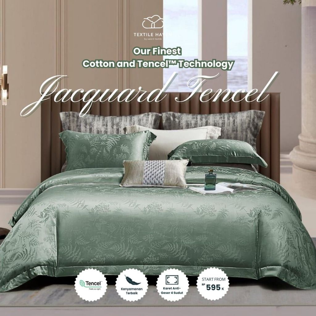 Sprei dan BedCover Jacquard Tencel Serat Bamboo Original 80s | Sprei KingKoil Sutra Emboss tinggi 40