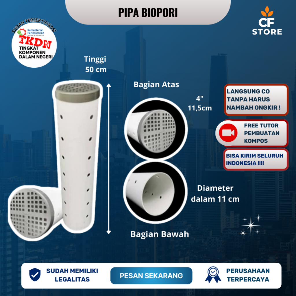 Ay00 Pipa BiopPVC 4 Inch Dengan Tutup Saringan