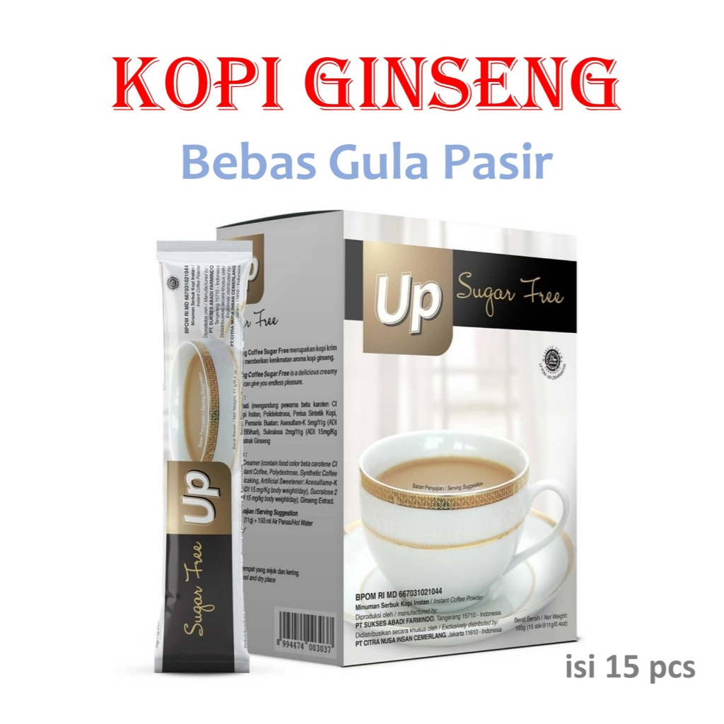 

CNI UP Ginseng Coffee Sugar Free Kopi Ginseng Diet Bebas Gula Aman Untuk Diabetes isi 15 Sachet