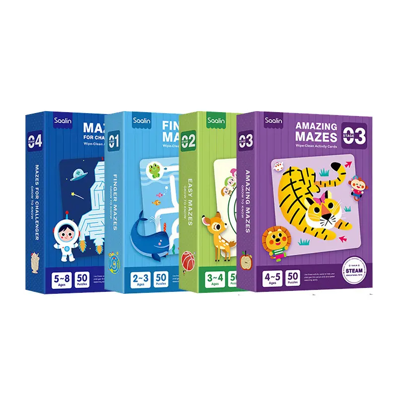 Saalin Maze Wipe Clean Activity Card mainan montessori black board papan tulis anak bisa dihapus / H