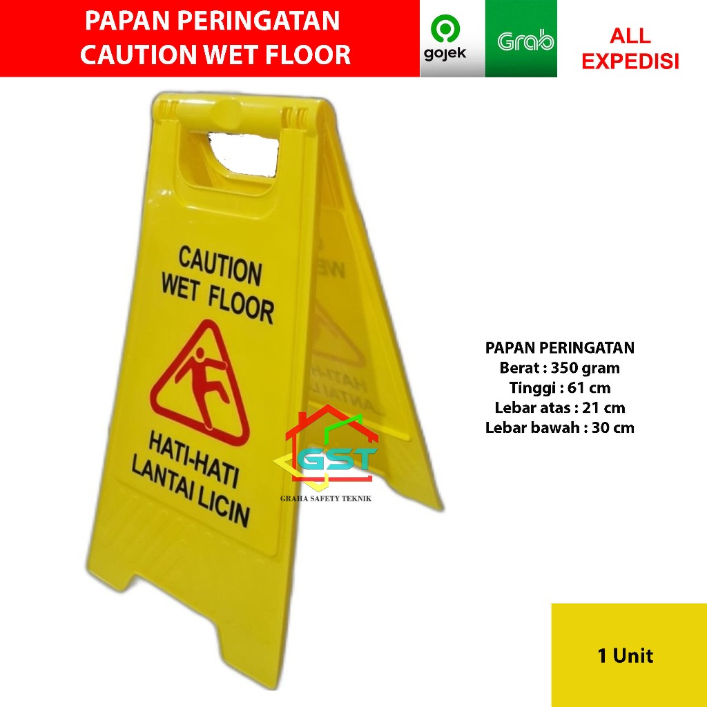 papan peringatan lantai licin/caution wet floor