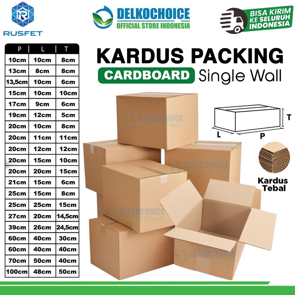 

KARDUS PACKING Single Wall Cardboard Karton Carton Box Dus Kotak Packaging Polos Tebal RUSFET