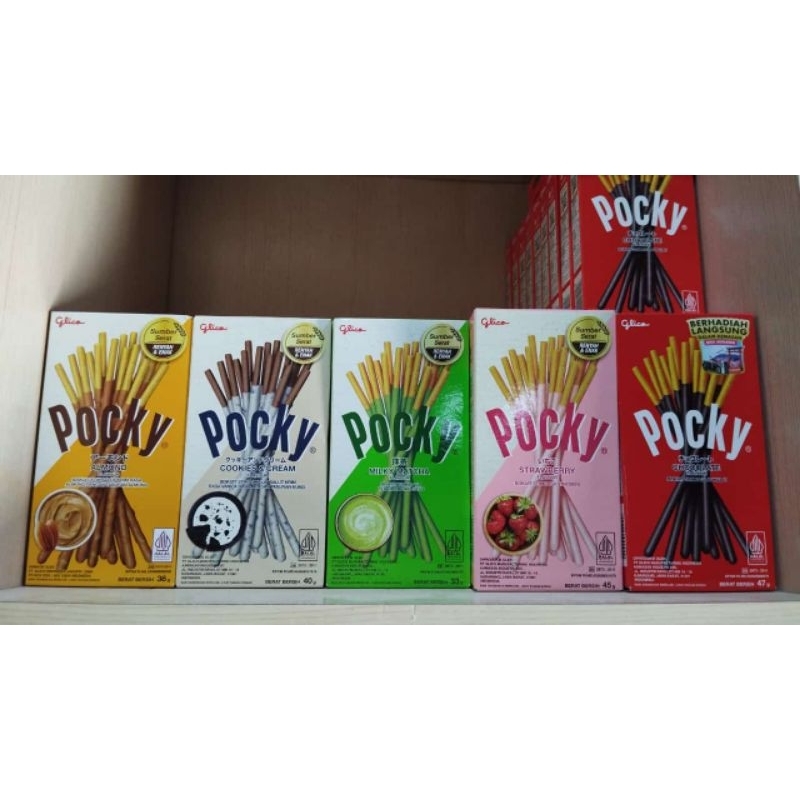 

Glico pocky biscuit 47 gr ( coklat, strawberry ,cookies & cream matcha dan almond )