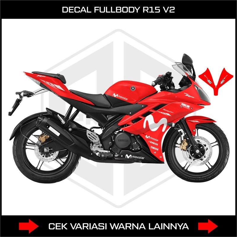 Decal full body Yamaha R15 v2 Movistar Merah