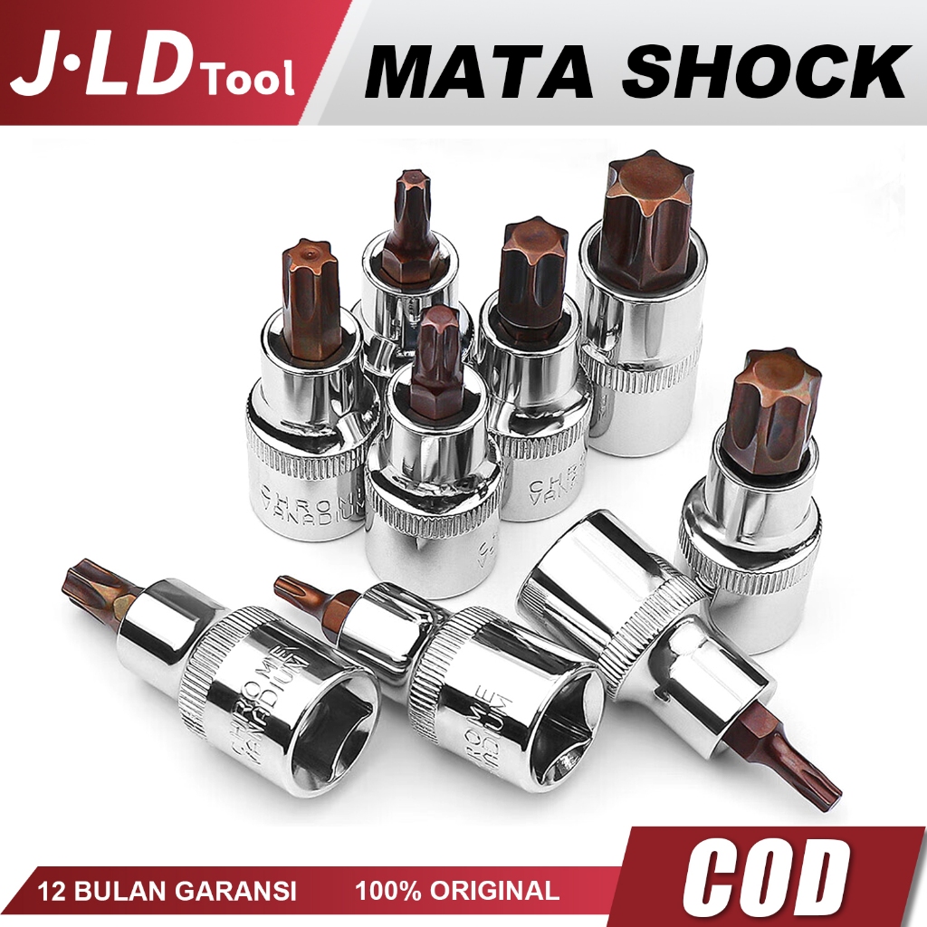JLD 1/2 Mata Kunci Shock Bintang T25 T27 T30 T35 T40 T45 T50 T52 T55 Mata sok Impact Torx Bit Socket