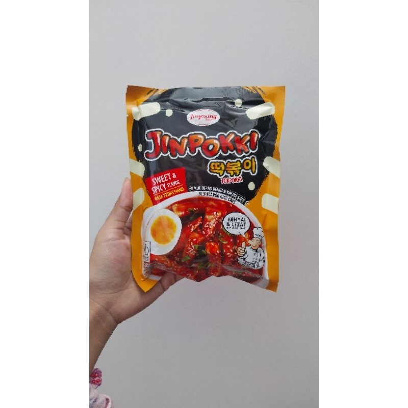 

jinpoki tokpokki sweet and spicy makanan korea kue beras kuah pedas manis uk 120gr