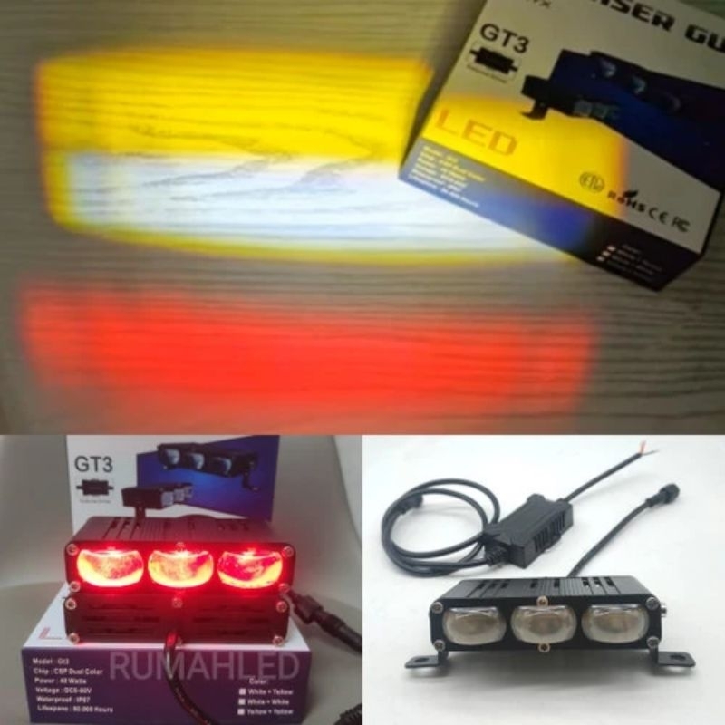 (SATUAN) LED Sorot Laser Slim Gepeng Vinyx GT3 40w (Kipas + Devil/Demon Merah)