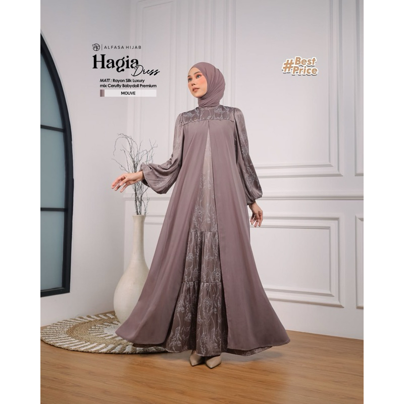 HAGIA DRESS, dress mewah, dress adem, dress Alfasa, gamis alfasa