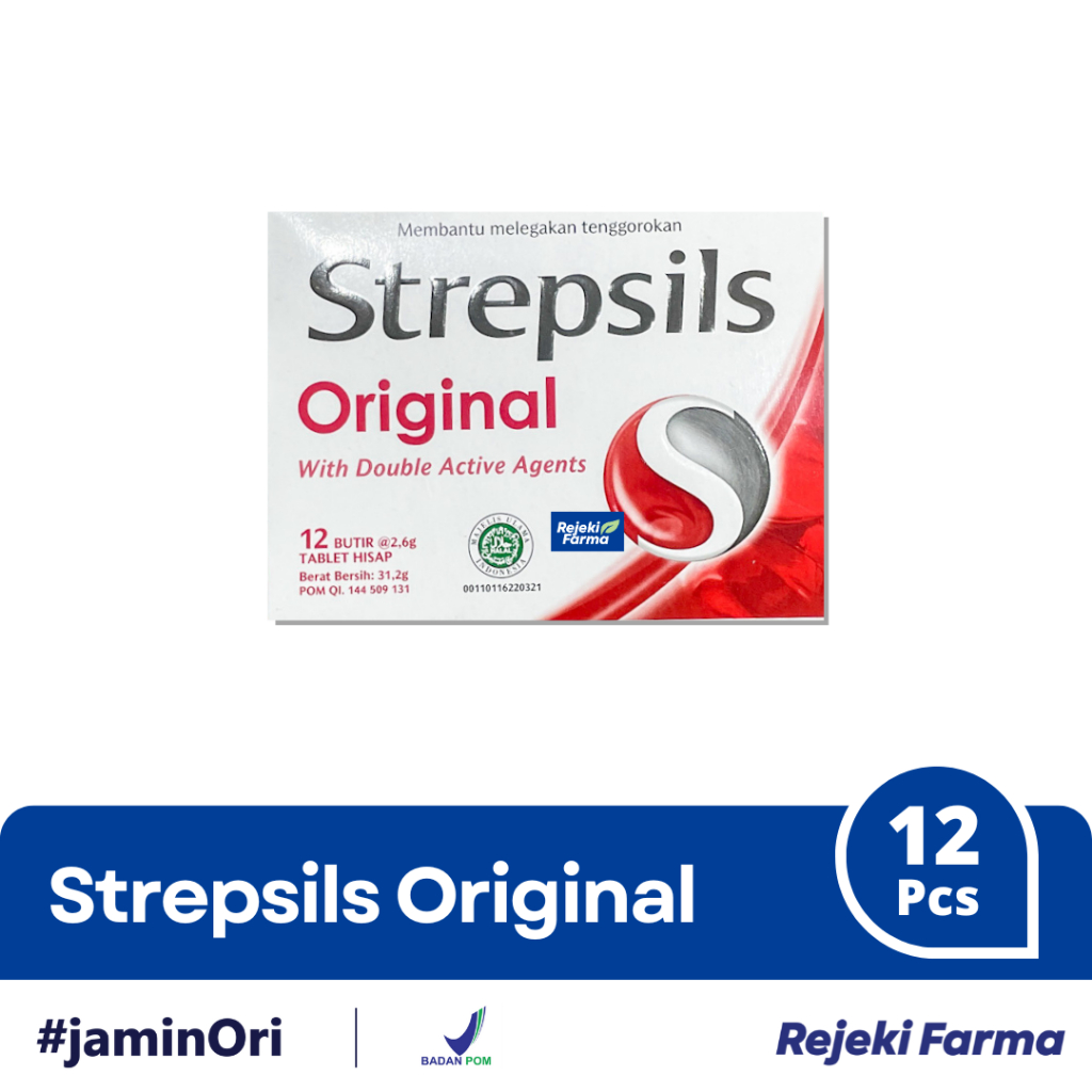 

Strepsils Rasa Original Tablet Hisap 1 Box isi 12 Butir Sachet - Permen Ori Strepsil