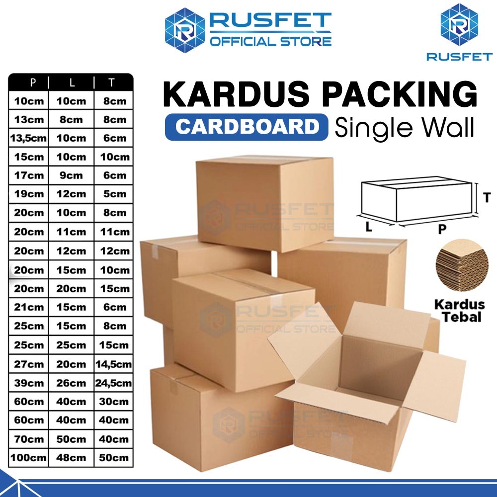 

KARDUS PACKING Single Wall Cardboard Karton Carton Box Dus Kotak Packaging Polos Tebal RUSFET