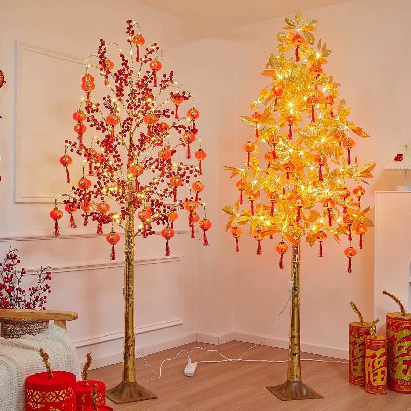 Pohon Imlek / Pohon Uang Lampion CNY Tahun Baru Imlek Red Cherry Pohon Jeruk