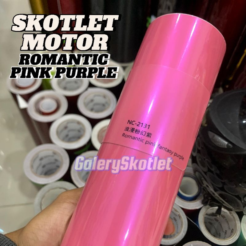 skotlet motor pink lembyung ungu premium glossy stiker skotlet romantic pink purple