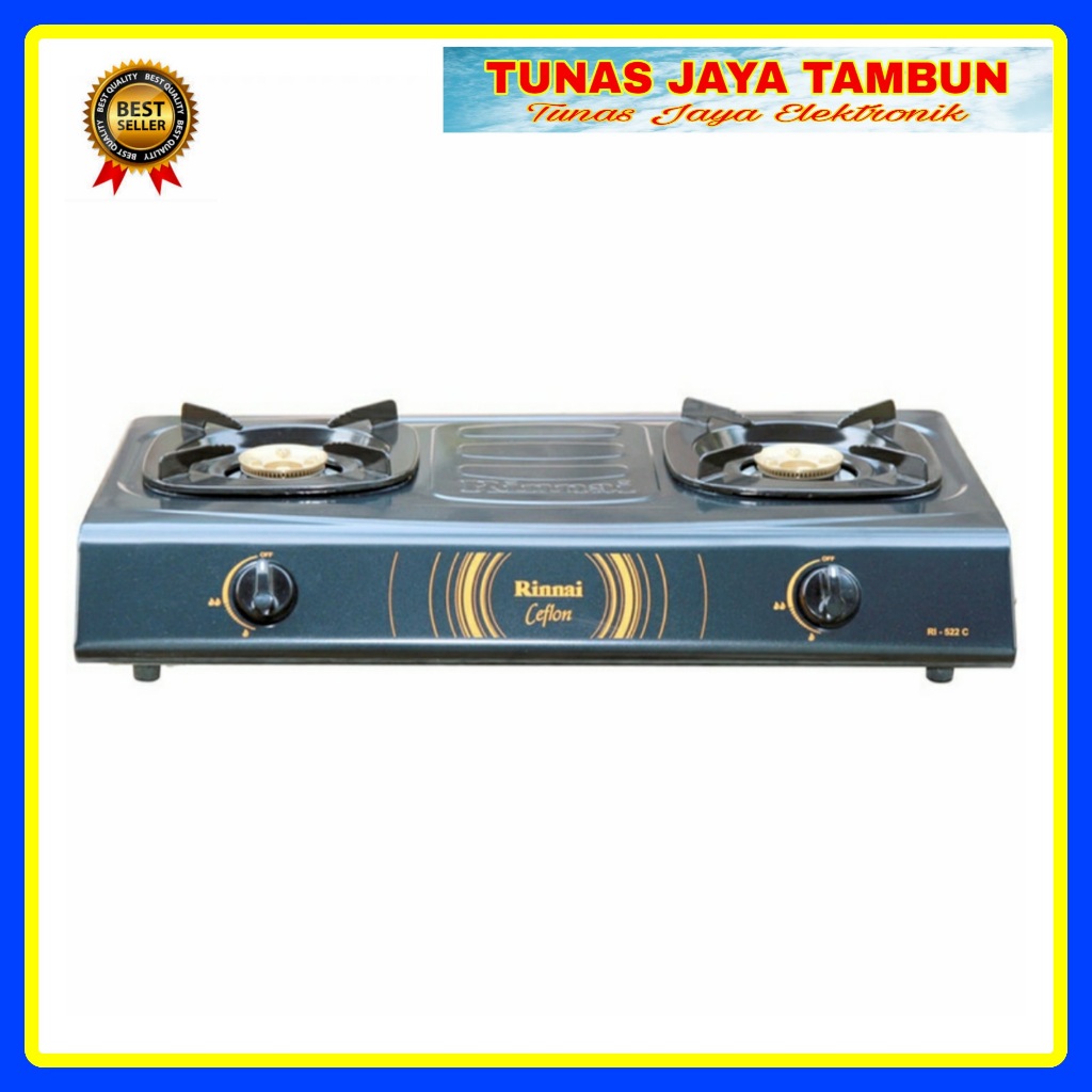 KOMPOR GAS RINNAI RI 522 C / KOMPOR GAS RINNAI 2 TUNGKU CEFLON 522C / RINNAI RO-522C 2 TUNGKU