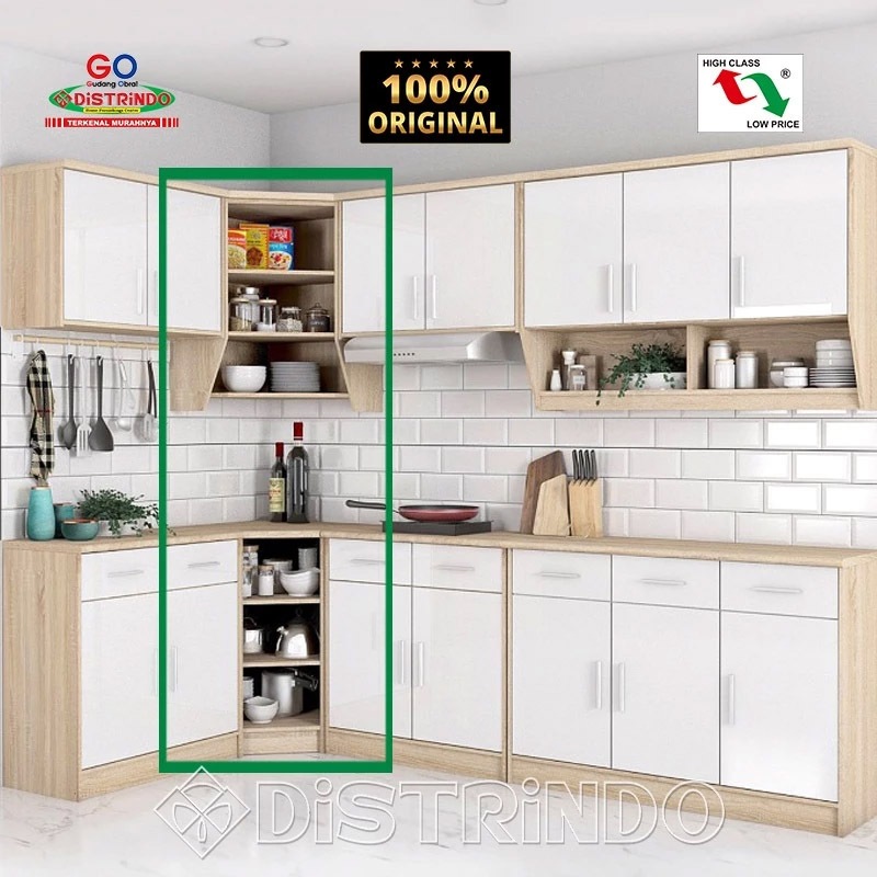 DISTRINDO Kitchen Set Sudut Minimalis / Atas / Bawah Rak Dapur Sudut