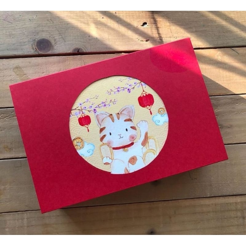 

(MIN 5 pcs) lucky cat sincia CNY SLIDING box, dus imlek kotak nastar cookies pie sekat