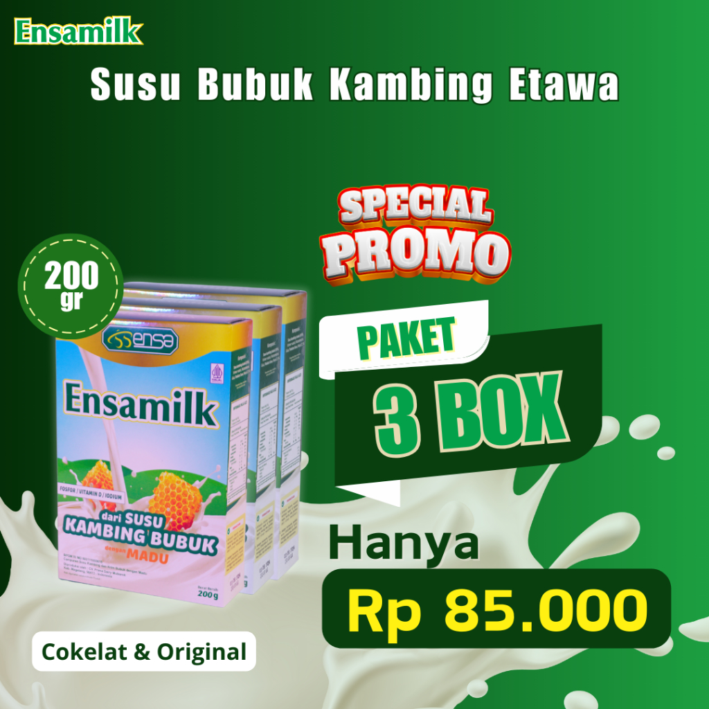 

PROMO HEMAT 3 BOX-ENSAMILK-Susu Kambing Etawa-Atasi Sesak Nafas, Sendi Linu