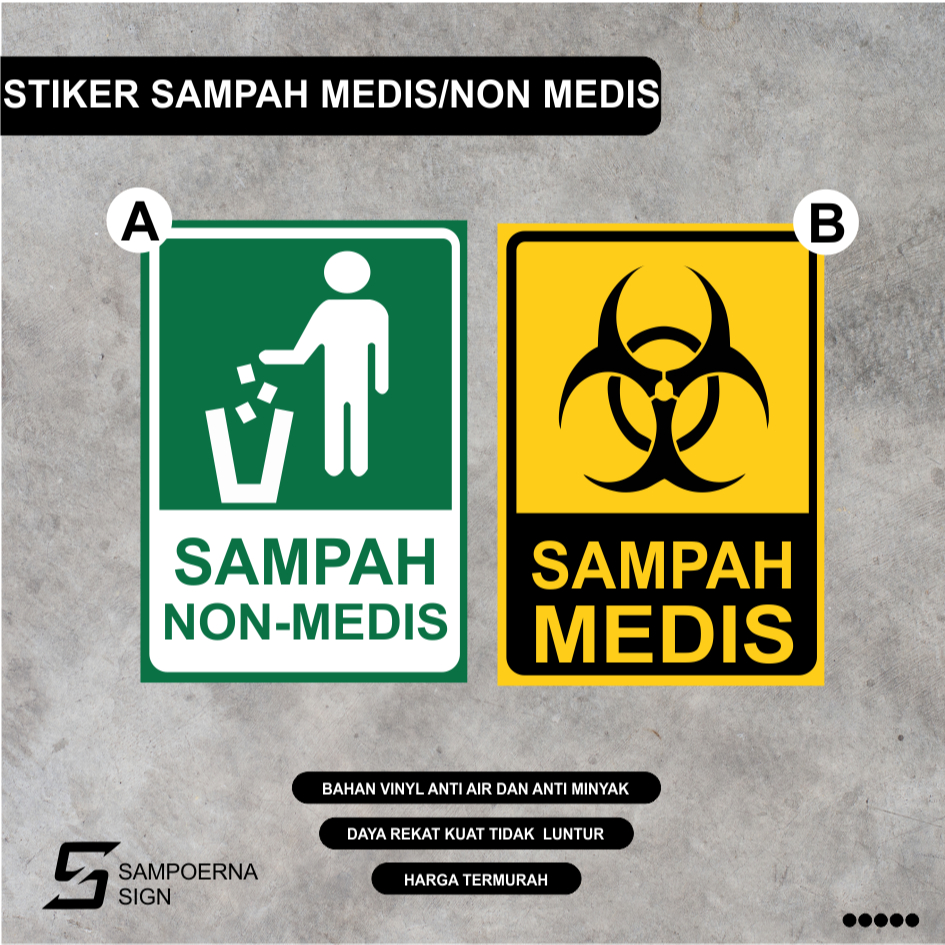 Stiker sampah medis non medis / sticker limbah medis / sticker limbah non medis / stiker sampah