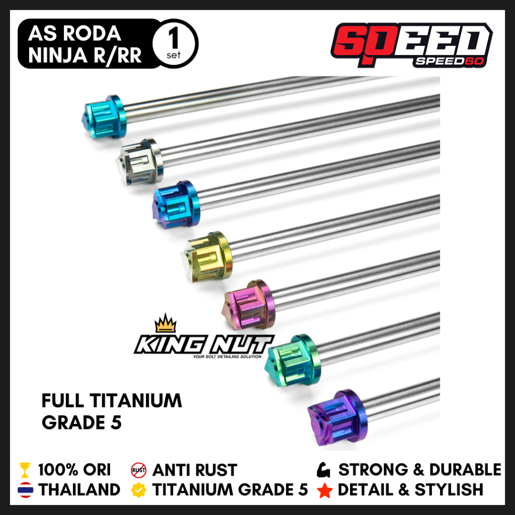 Probolt As Roda Kawasaki Ninja SS RR R Depan Belakang Full As Mur Titanium Grade 5