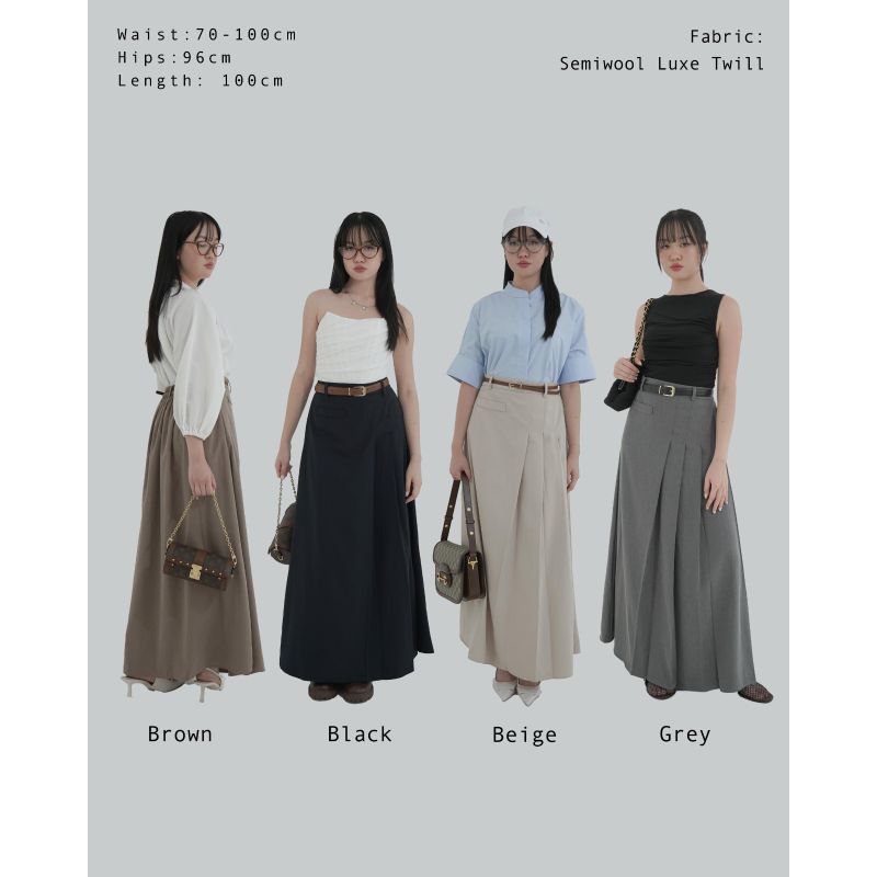 yeppeo long skirt rok panjang (Beige)