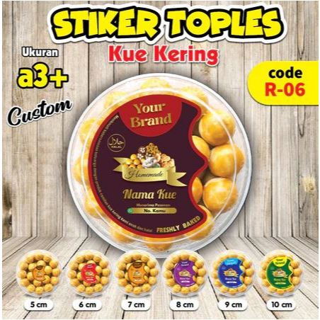 

CETAK STIKER KUE KERING LEBARAN COOKIES BULAT MAKANAN LABEL KEMASAN TOPLES PLUS CUTTING