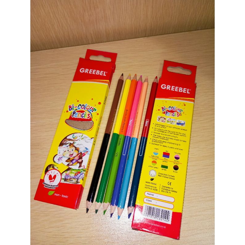 

(1PCS) PENSIL WARNA 12W PENDEK GREEBEL BI-COLOUR