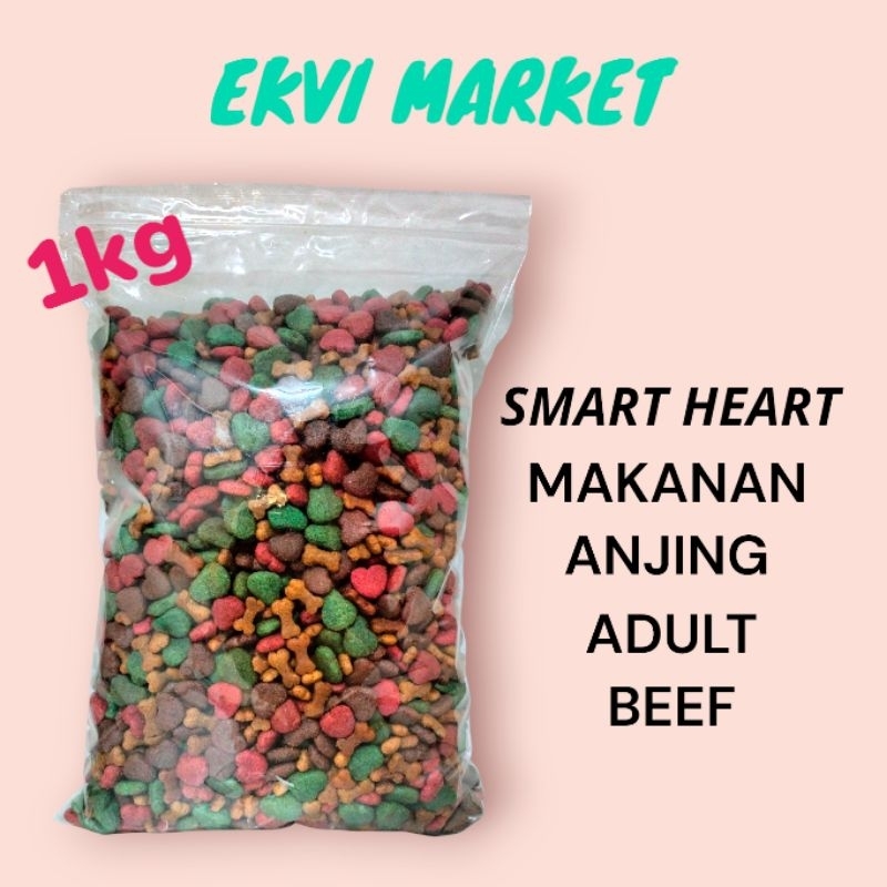 kjg MAKANAN ANJING PEDREE /SMART HEART BEEF ADULT REPACK 1KG