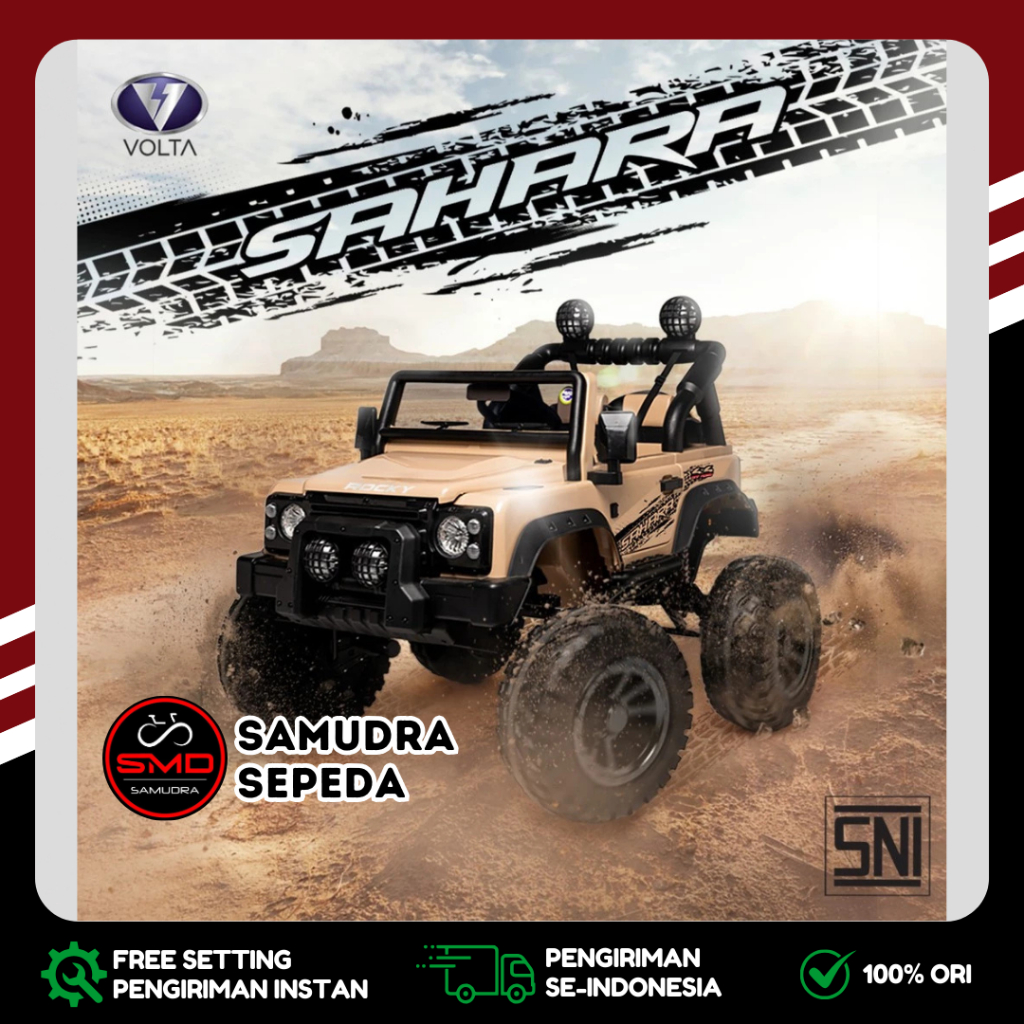 Mobil Aki Mainan Anak Cas Remot SHP Volta 5023 Rocky Monster Sahara 12v 4 Dinamo Murah BDG