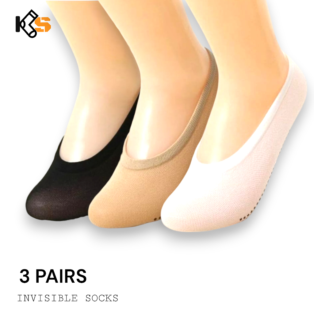 Paket 3 Pasang, Kaos Kaki Wainta Invisible Pendek Di bawah Mata Kaki Anti Slip, Allsize Dewasa