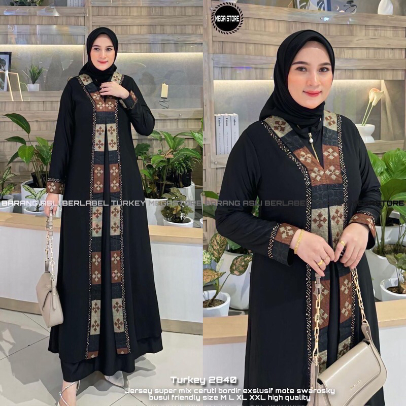 Turkey gamis dress abaya turki lebaran bahan jersey supermix ceruty bordir import swarosky high qual