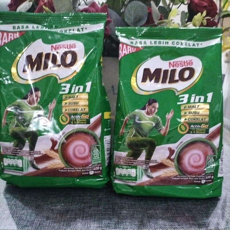 

PROMO CUCI GUDANG! MILO 3in1 Active-Go 400gr. Minuman serbuk coklat dengan susu dan Malt. Paling Murah