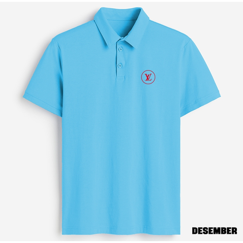 Cod..Kaos Polo Kerah Lengan Pendek Motif LV Round Merah Keren Pria Dan Wanita Dewasa