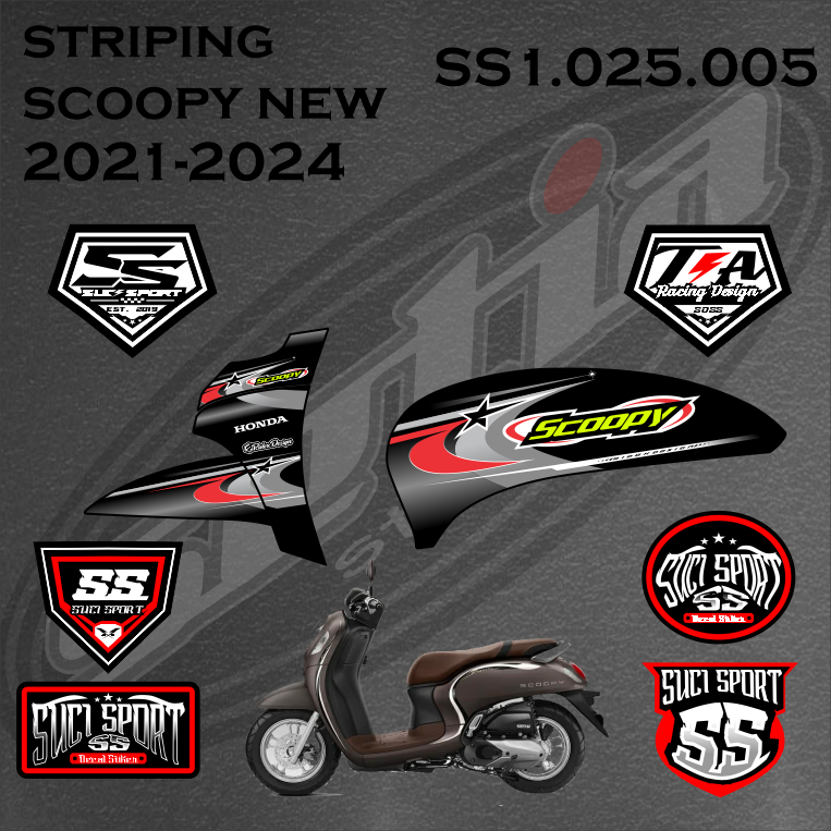 STIKER STRIPING SCOOPY NEW 2021-2024, VARIASI LISH SIMPLE MODIFIKASI, HONDA SCOOPY (SS1.025.005)