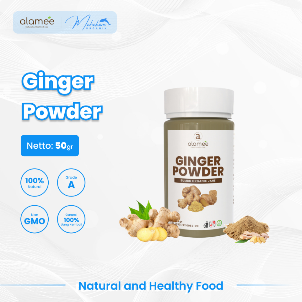 

ALAMEE Ginger Powder Jahe Putih Bubuk Bumbu Dapur Instan Masak Minuman Herbal Organik Tabur