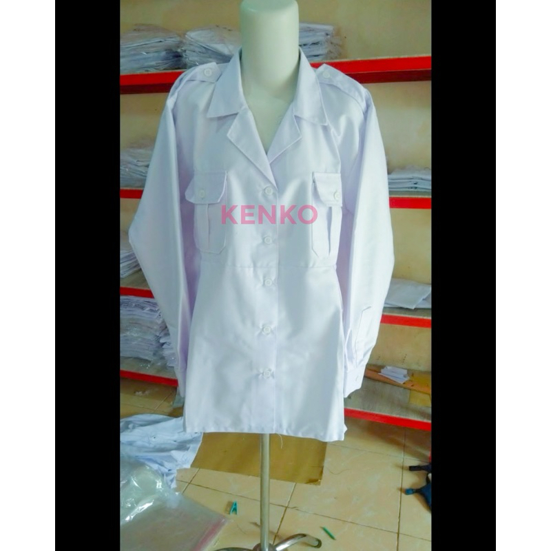Baju dinas ibu hamil kerah V baju dinas kerja hamil putih