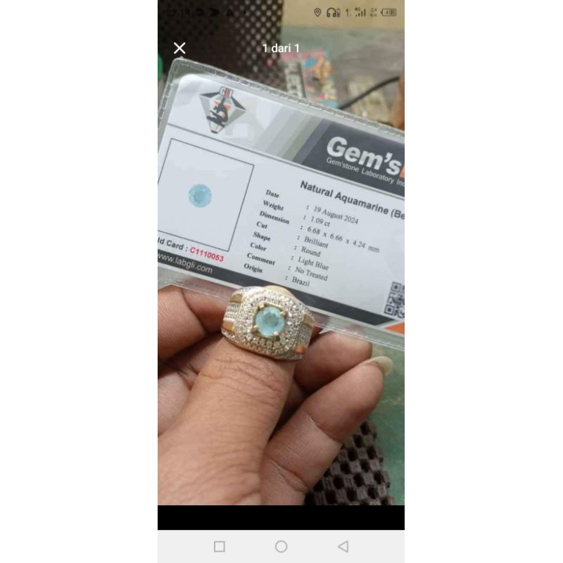 batu permata Aquamarine + memo