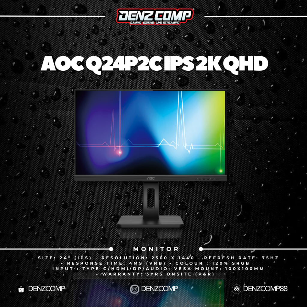 Monitor LED AOC Q24P2C IPS 2K QHD 24" Inch