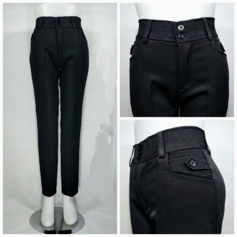 celana hitam kerja wanita bahan kain