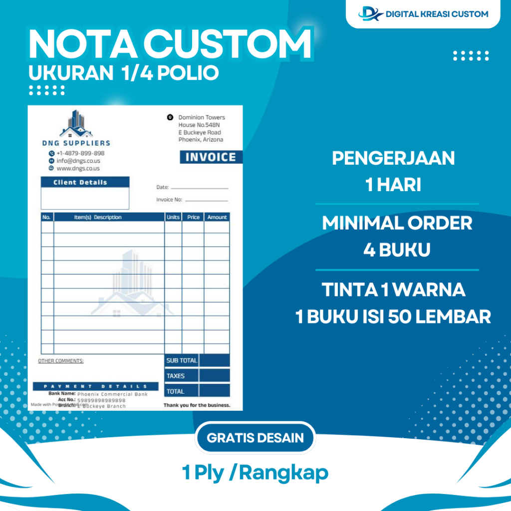 

Nota Custom 1ply - Gratis Desain, Cetak Berkualitas