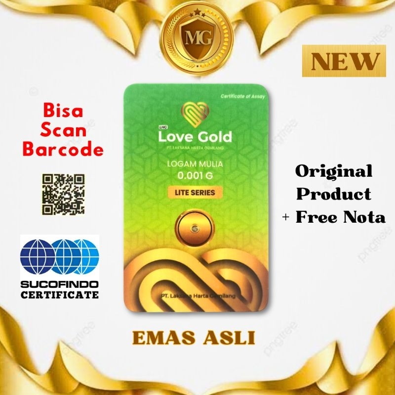 Small Gold Emas Asli 0,001 gram Lite Series Mini Gold Logam Mulia Love Gold Baby Gold Regular Design