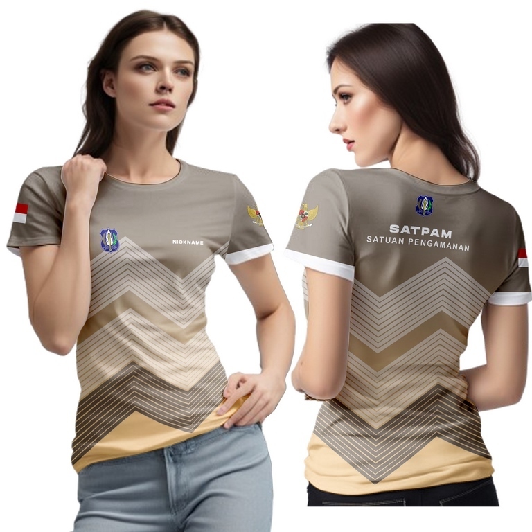 pakaian wanita kaos security jersey satpam warna krem sublime 3D gratis custom nickname