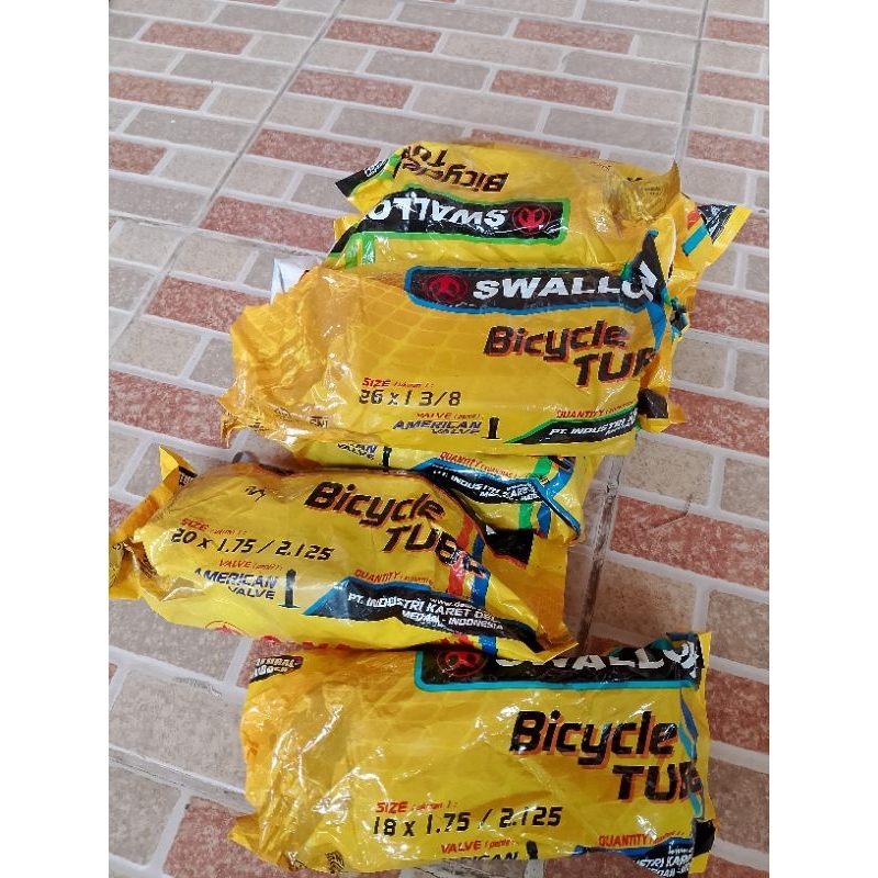 Ban dalem sepeda ukuran 12,18,20,24,26X1.75/2.125 AV, SWALLOW