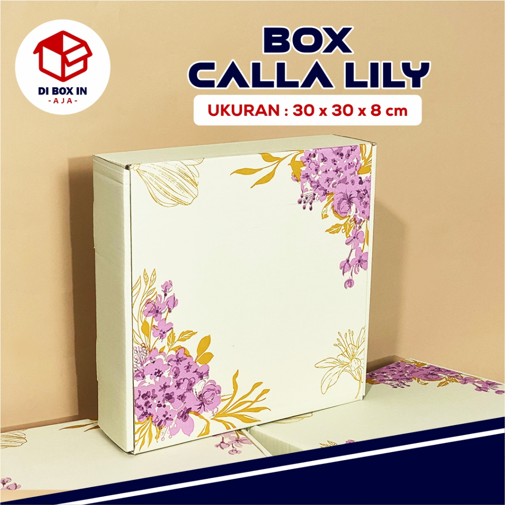 

BOX PRINTING CALLA LILY uk. 30 x 30 x 8 cm box hampers/box kado/box lamaran/box aesthetic