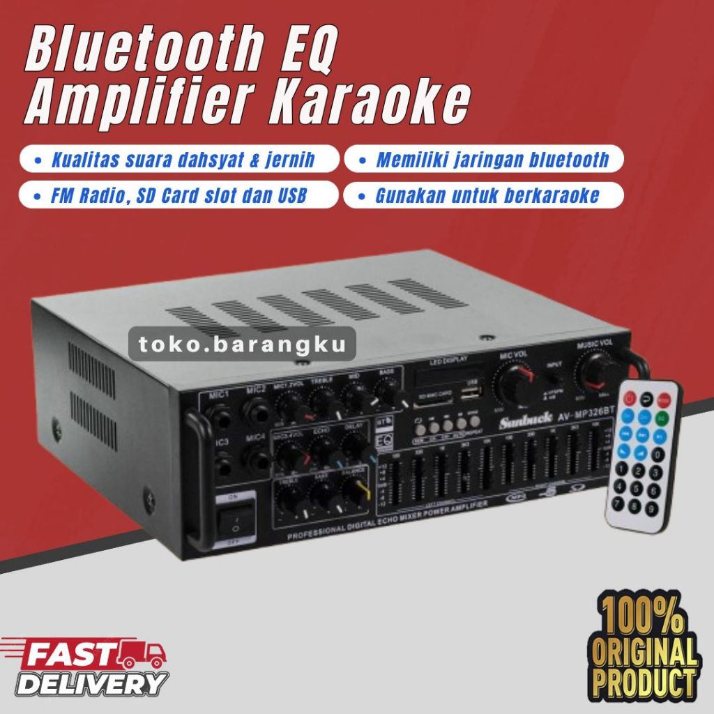 ORIGINAL Sunbuck Audio Amplifier Bluetooth EQ Karaoke FM - AV-MP326BT