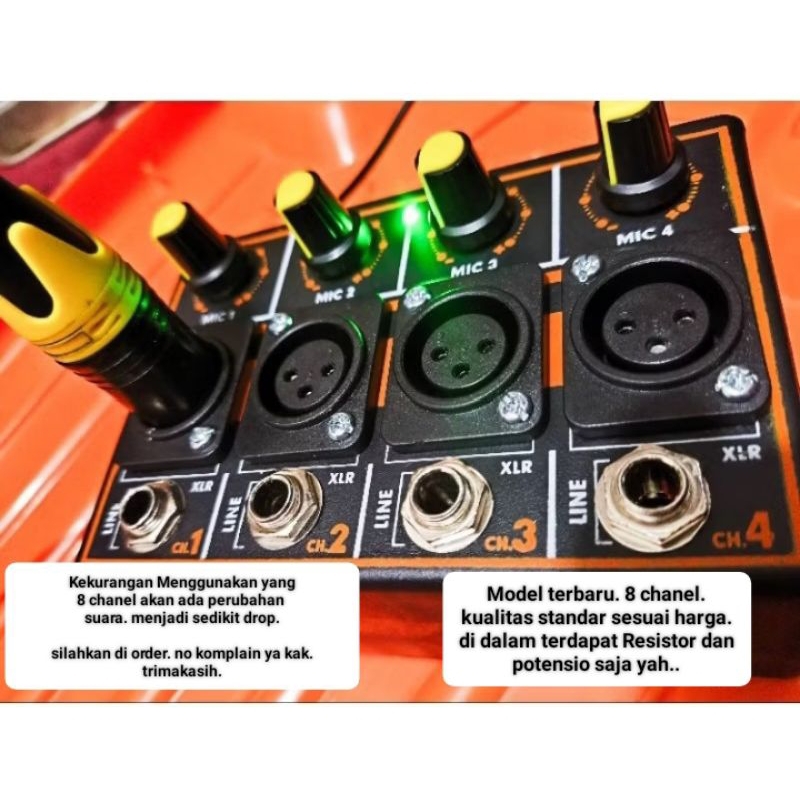 PARALEL MIC 4 INPUT 1 OUT PASIF PARALEL MIC 8 INPUT 1 OUT AKTIF, KUALITAS BIASA