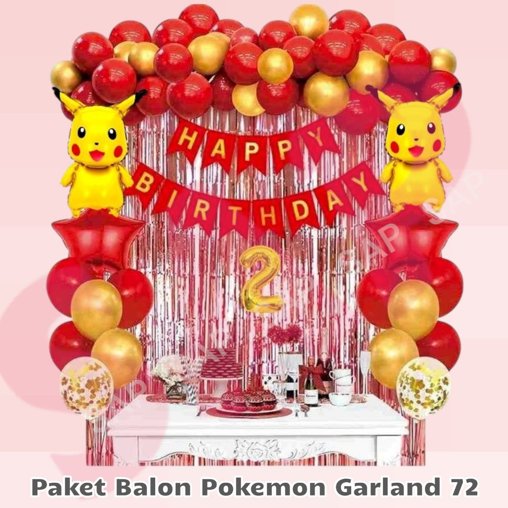 PAKET BALON POKEMON GARLAND 72