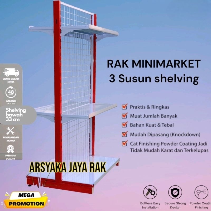 Rak Gondola Minimarket Double Start 3 Susun