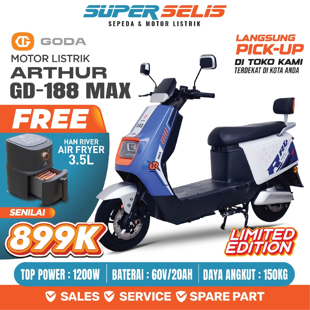 MOTOR LISTRIK GODA 188 MAX ARTHUR FREE HAN RIVER AIR FRYER 3.5L 800W