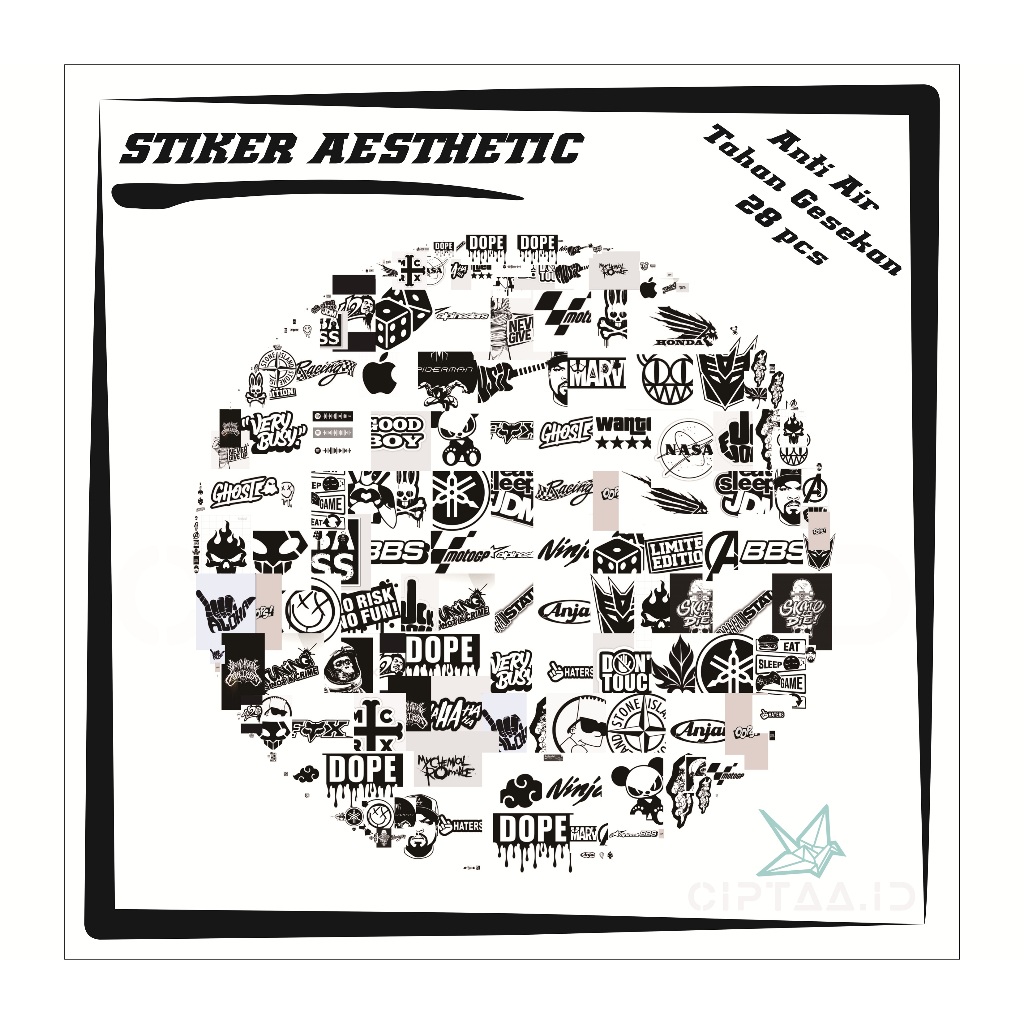 

Stiker Aesthetic - Bahan Vinyl Anti Gores Waterproof 28 pcs